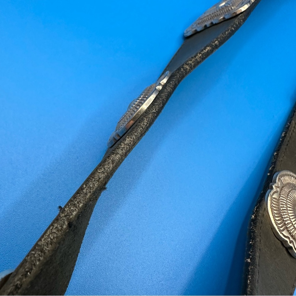 Brighton Vintage Black Leather Concho Belt – Silver Tone, 7 Conchos, Size Medium - Picture 14 of 14